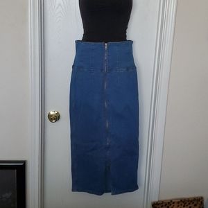 Denim maxi skirt